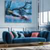 geweven wandkleed, wandtapijt, pauw, natuur, heilig symbool, interieurdesign, textieldecoratie, textielkunst