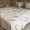 bedsprei, geweven, motief bloemen