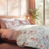 geweven sprei met kussen, dessin, jacquard, bedtextiel, weefstructuur, lichtroze, natuurlijk motief, slaapkamer, bedset